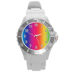 Abstract Rainbow Round Plastic Sport Watch (l) by Nexatart