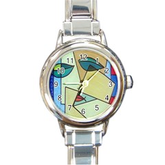 Abstract Art Face Round Italian Charm Watch