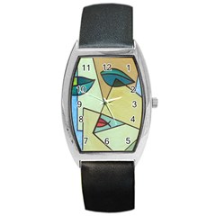 Abstract Art Face Barrel Style Metal Watch