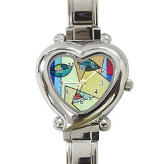 Abstract Art Face Heart Italian Charm Watch by Nexatart