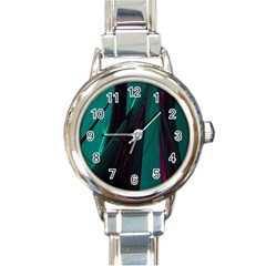 Abstract Green Purple Round Italian Charm Watch by Nexatart