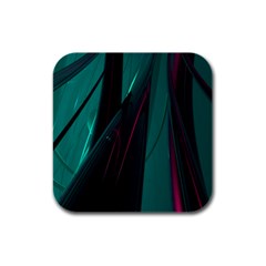 Abstract Green Purple Rubber Square Coaster (4 Pack) 