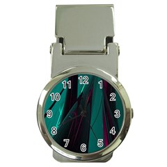 Abstract Green Purple Money Clip Watches by Nexatart