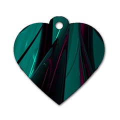 Abstract Green Purple Dog Tag Heart (one Side) by Nexatart