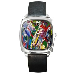 Abstract Art Art Artwork Colorful Square Metal Watch