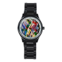 Abstract Art Art Artwork Colorful Stainless Steel Round Watch