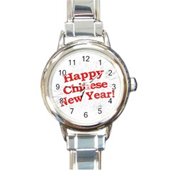 Happy Chinese New Year Design Round Italian Charm Watch by dflcprints