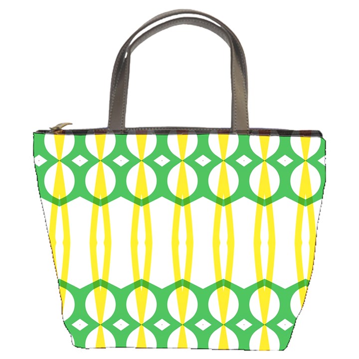 Green yellow shapes                                                                                                                   	Bucket Bag