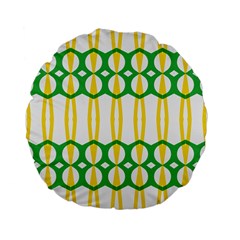 Green Yellow Shapes                                                                                                                   	standard 15  Premium Flano Round Cushion by LalyLauraFLM