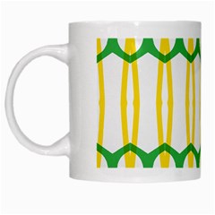 Green Yellow Shapes                                                                                                                   White Mug by LalyLauraFLM