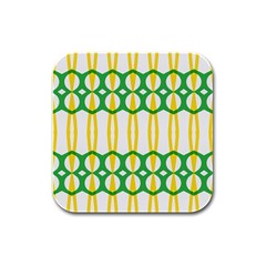 Green Yellow Shapes                                                                                                                   			rubber Square Coaster (4 Pack by LalyLauraFLM