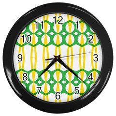 Green Yellow Shapes                                                                                                                   			wall Clock (black)