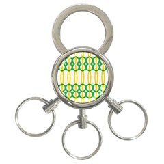 Green Yellow Shapes                                                                                                                   			3-ring Key Chain by LalyLauraFLM