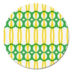 Green Yellow Shapes                                                                                                                   			magnet 5  (round) by LalyLauraFLM