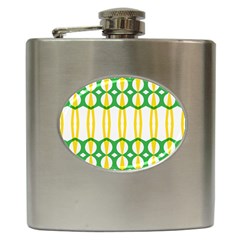 Green Yellow Shapes                                                                                                                   			hip Flask (6 Oz) by LalyLauraFLM