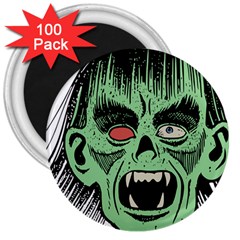 Zombie Face Vector Clipart 3  Magnets (100 Pack) by Nexatart