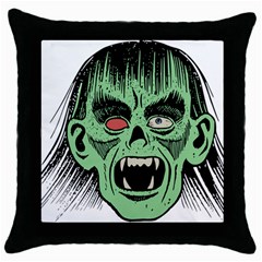 Zombie Face Vector Clipart Throw Pillow Case (black) by Nexatart