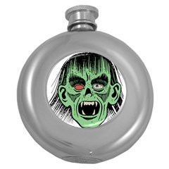 Zombie Face Vector Clipart Round Hip Flask (5 Oz) by Nexatart