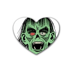 Zombie Face Vector Clipart Rubber Coaster (heart)  by Nexatart