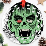 Zombie Face Vector Clipart Ornament (Round Filigree) Front