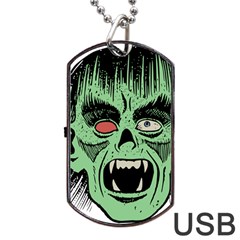 Zombie Face Vector Clipart Dog Tag Usb Flash (two Sides) by Nexatart