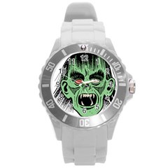 Zombie Face Vector Clipart Round Plastic Sport Watch (l) by Nexatart