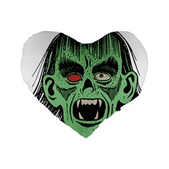 Zombie Face Vector Clipart Standard 16  Premium Flano Heart Shape Cushions by Nexatart