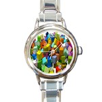 Cubes Assorted Random Toys Round Italian Charm Watch Front