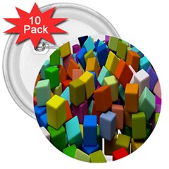 Cubes Assorted Random Toys 3  Buttons (10 pack) 