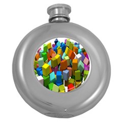 Cubes Assorted Random Toys Round Hip Flask (5 Oz) by Nexatart