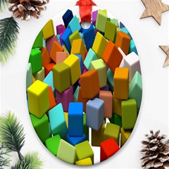 Cubes Assorted Random Toys Oval Ornament (two Sides) by Nexatart