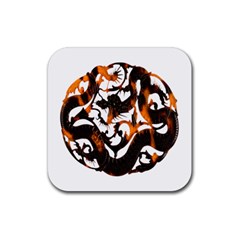 Ornament Dragons Chinese Art Rubber Coaster (square)  by Nexatart