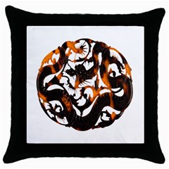 Ornament Dragons Chinese Art Throw Pillow Case (black) by Nexatart