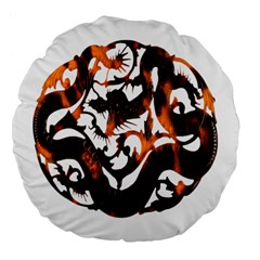 Ornament Dragons Chinese Art Large 18  Premium Flano Round Cushions by Nexatart