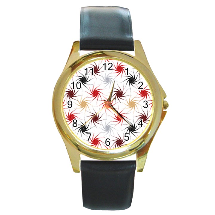 Pearly Pattern Round Gold Metal Watch