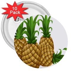 Pineapples Tropical Fruits Foods 3  Buttons (10 Pack)  by Nexatart