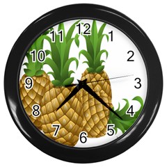 Pineapples Tropical Fruits Foods Wall Clocks (black) by Nexatart