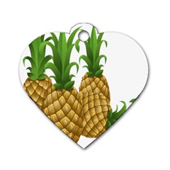 Pineapples Tropical Fruits Foods Dog Tag Heart (one Side) by Nexatart