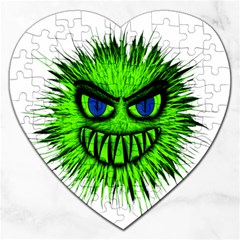 Monster Green Evil Common Jigsaw Puzzle (heart) by Nexatart