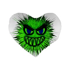 Monster Green Evil Common Standard 16  Premium Heart Shape Cushions by Nexatart