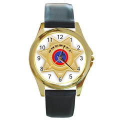 Sheriff S Star Sheriff Star Chief Round Gold Metal Watch by Nexatart