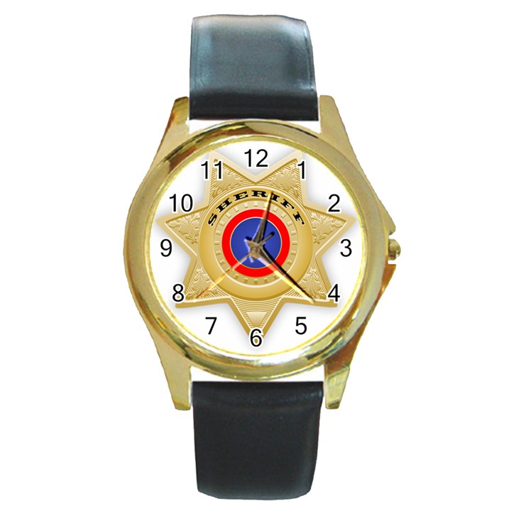 Sheriff S Star Sheriff Star Chief Round Gold Metal Watch