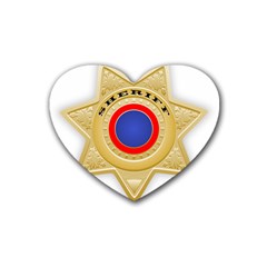 Sheriff S Star Sheriff Star Chief Rubber Coaster (heart)  by Nexatart