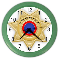 Sheriff S Star Sheriff Star Chief Color Wall Clocks by Nexatart