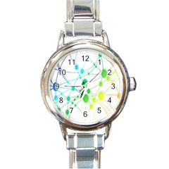 Network Connection Structure Knot Round Italian Charm Watch by Nexatart