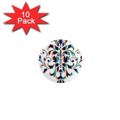 Damask Decorative Ornamental 1  Mini Magnet (10 Pack) 