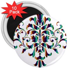 Damask Decorative Ornamental 3  Magnets (10 Pack)  by Nexatart