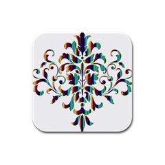 Damask Decorative Ornamental Rubber Square Coaster (4 Pack)  by Nexatart