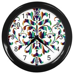 Damask Decorative Ornamental Wall Clocks (black) by Nexatart