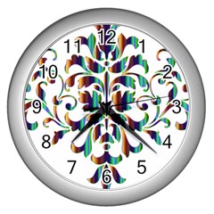 Damask Decorative Ornamental Wall Clocks (silver)  by Nexatart